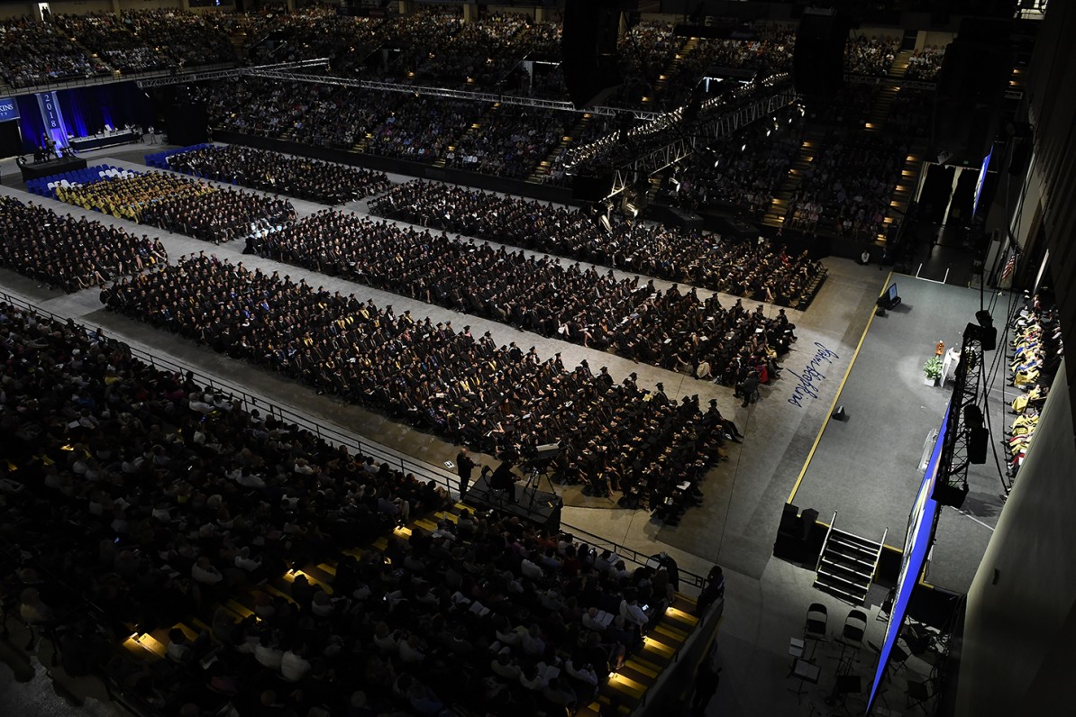 Picture of the graduates sitting at Commencement