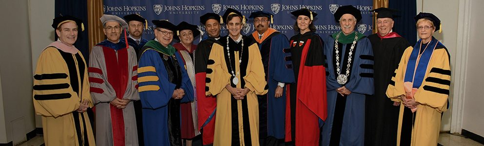 Picture of Johns Hopkins faculty in academic regalia